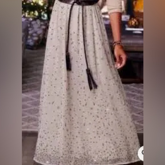 Soft Surroundings Champagne Celebrations Maxi Skirt in Faded Taupe